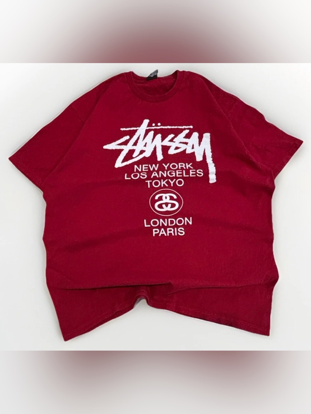 Stussy World Tour T-Shirt Size XL New York Los Angeles Paris London Tokyo Y2K